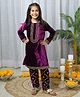 Fairies Forever Velvet Full Sleeves Lace Embellished & Sequin Embroidered Kurta & Pant Set - Purple
