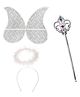Kaku Fancy Dresses Christmas Theme Halo Designed Hair Band Wand & Wings Set - White