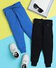 Knitting Doodles Pure Cotton Terry Pack Of 2 Solid Pants - Blue & Black