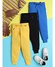 Knitting Doodles  Pure Cotton Terry Pack Of 3 Solid Pants - Yellow Blue & Back