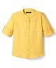 Pine Kids 100% Cotton Full Sleeves Solid Coloured Shirts With Mandarin Collar- Yellow