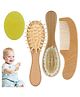 Babymoon Baby Grooming Set Wooden Comb, Hair Bruch, Shampoo Brush, Face Brush Baby Return Gift, Set of 4 - Brown
