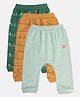 MINI KLUB Pack Of 3 Cotton Reindeer Patch Detailed & House Printed Pants - Green Yellow & Light Blue