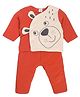 MINI KLUB Cotton Half Sleeves Animal Printed Tee & Pant - Orange
