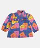 MINI KLUB Cotton Full Puffed Sleeves Frill Detailed Alphabets Printed Top - Blue