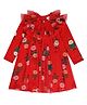MINI KLUB Cotton Christmas Theme Full Sleeves Christmas Tree Printed Dress - Red