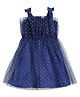 MINI KLUB Cotton Sleeveless Polka Dots Glitter Printed Dress - Navy Blue