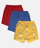 MINI KLUB Pack Of 3 Cotton Solid & Animals Printed Shorts - Red Blue & Yellow