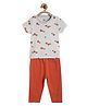 MINI KLUB Cotton Half Sleeves Pumpkin Printed Tee & Pant - Grey & Red