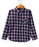 INFINITY Twill Cotton Woven Full Sleeves Checked Shirt - Navy Blue