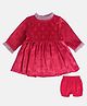 MINI KLUB Full Sleeves Polka Dots Foil Printed Wings Applique Detailed Dress With Bloomer - Red