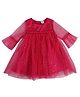 MINI KLUB Full Bell Sleeves Polka Dots Foil Printed Dress - Hot Pink