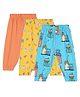 MINI KLUB Pack Of 3 Cotton House & Doodle Art Printed Pant - Peach Blue & Yellow