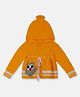 MayRa Knits Knitted Full Sleeves Owl Embroidered Hooded Sweater - Yellow