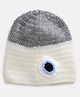 MayRa Knits Hand Knitted Eye Crochet Designed Colour Blocked Cap - Cream