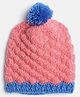 MayRa Knits Hand Knitted Pompom Embellished & Crochet Designed Cap - Pink