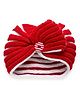 MayRa Knits Hand Knitted Striped Turban Cap - Red-  Diameter 31.75 Cms