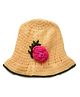 MayRa Knits Knitted Floral Crochet Designed Cap - Yellow