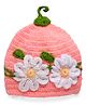 MayRa Knits Knitted Floral Crochet Designed Cap - Pink