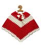 MayRa Knits Christmas Theme Batwing Sleeves Colour Blocked Poncho - Red