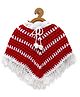 MayRa Knits Christmas Theme Batwing Sleeves Colour Blocked Poncho - Red