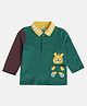 MINI KLUB Cotton Full Sleeves Tiger Embroidered & Striped Polo Tee - Green & Red