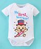 KNITROOT New Year Theme Half Sleeves My First New Year Text Printed Onesie - White