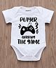KNITROOT Announcement Theme Half Sleeves Player 3 Entering The Game Text Printed Onesie - White