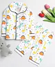 Clt.s Cotton Full Sleeves Dinosaurs Printed Coordinating Night Suit Set - White