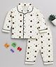 Clt.s Cotton Full Sleeves Bear Printed Coordinating Night Suit Set- Cream