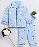 Clt.s Cotton Full Sleeves Penguin Printed Coordinating Night Suit Set - Blue