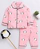 Clt.s Cotton Full Sleeves Knit Penguin Printed Coordinating Night Suit Set - Pink