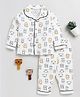 Clt.s Cotton Full Sleeves Animal Printed Coordinating Night Suit Set- Off-white