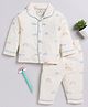 Clt.s Cotton Full Sleeves Rainbow Printed Coordinating Night Suit Set- Cream