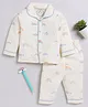 Clt.s Cotton Full Sleeves Rainbow Printed Coordinating Night Suit Set- Cream