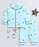 Clt.s Cotton Full Sleeves Space Printed Coordinating Night Suit Set- Blue