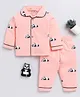 Clt.s Cotton Full Sleeves Panda Printed Coordinating Night Suit Set- Peach