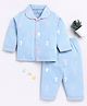 Clt.s Cotton Full Sleeves Numbers Printed Coordinating Night Suit Set - Blue