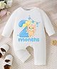KNITROOT Teddy Theme Full Sleeves 2 Month Text Printed Romper - White