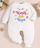 KNITROOT New Born Theme Full Sleeves Worth The Wait Text Printed Romper - White