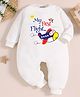 KNITROOT Travel Theme Full Sleeves My First Flight Text Printed Romper - White