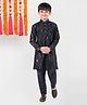Pehanaava Cotton Blend Full Sleeves Floral Embroidered & Sequins Embellished Kurta Pyjama Set - Black