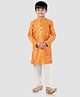 Pehanaava Cotton Blend Full Sleeves Floral Embroidered & Sequins Embellished Kurta Pyjama Set - Orange & White
