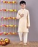 Pehanaava Cotton Full Sleeves Damask Embroidered Kurta Pyjama Set - Golden