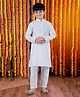 Pehanaava Cotton Full Sleeves Damask Embroidered Kurta Pyjama Set - White