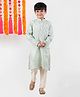 Pehanaava Cotton Full Sleeves  Ethnic Motif Foil Printed Kurta Pyjama Set - Aqua Blue