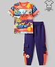 OLLINGTON ST. 100% Cotton Knit Half Sleeves Printed  T-Shirt & Cargo Joggers - Multicolor