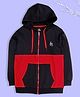 Kiddopanti Fleece Full Sleeves Cut & Sew Front Zip Up Hooded Sweatshirt - Black & Red