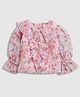 Tiny Girl Cotton Full Bell Sleeves Floral Printed Top - Pink