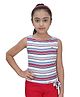 Tiny Girl Sleeveless Knot Detailed & Striped Top - Red